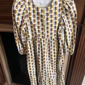 Frances Hart Multicolor Long Sleeve Buttoned Dress Small